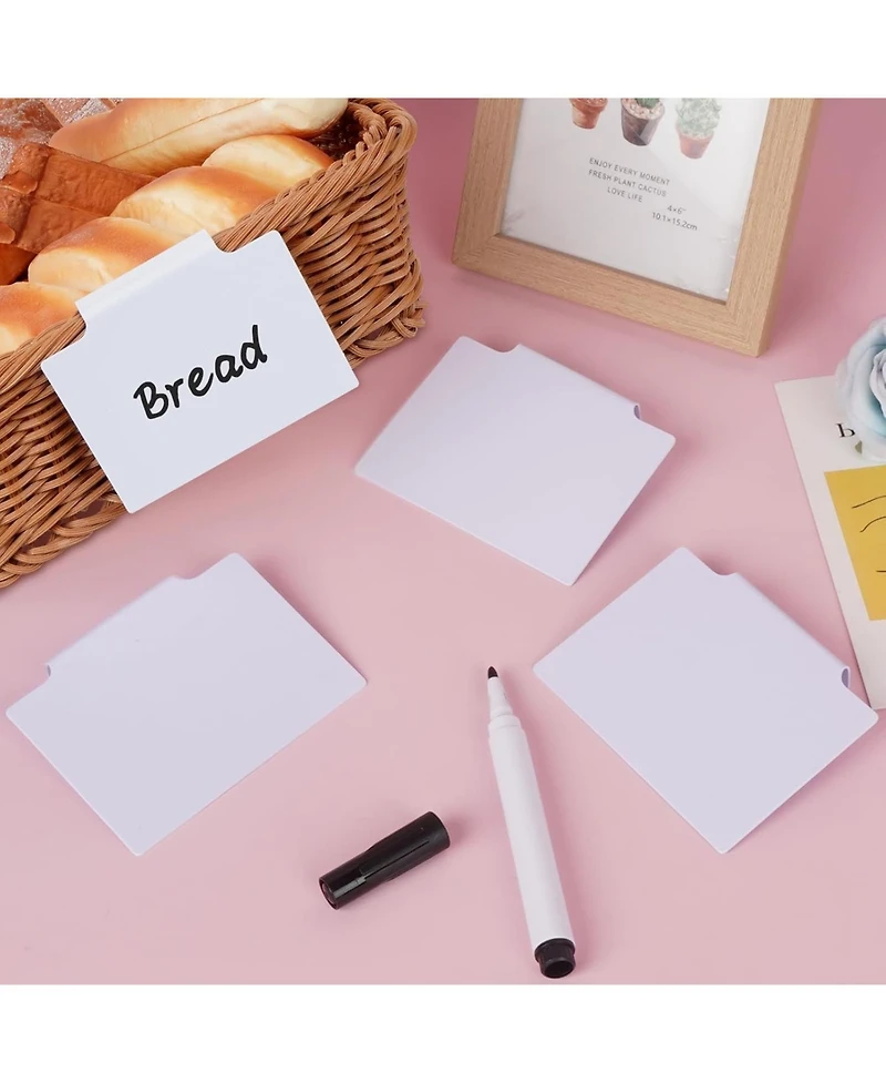 Danrong Basket Labels Clip On, Removable Storage Bin Labels with Markers and Wipe,Kitchen Pantry
