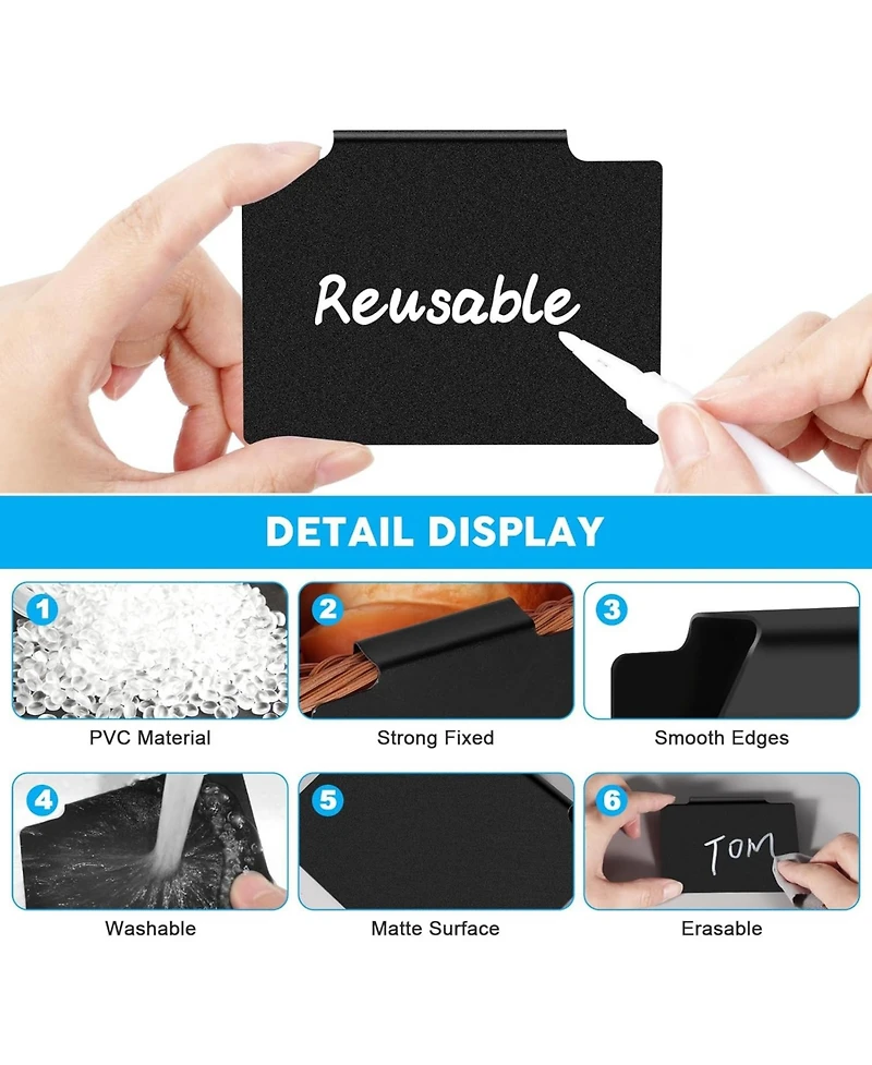 Danrong Basket Labels Clip On, Removable Storage Bin Labels with Markers and Wipe, Kitchen Pantry
