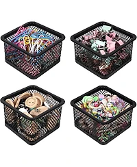 Danrong Mesh Metal Paper Clip Holder for Desk, Paperclip Dispenser Organizer Container, 4 Pack for Office School