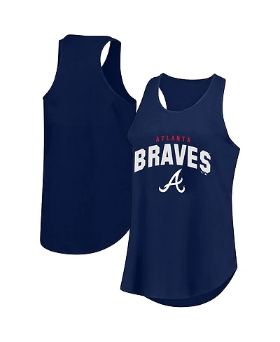 Fanatics Women's Profile Navy Atlanta Braves Plus Wordmark Racerback Scoop Neck Tank Top