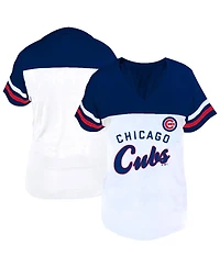 Fanatics Women's Profile White/Royal Chicago Cubs Plus Two-Stripe V-Neck T-Shirt