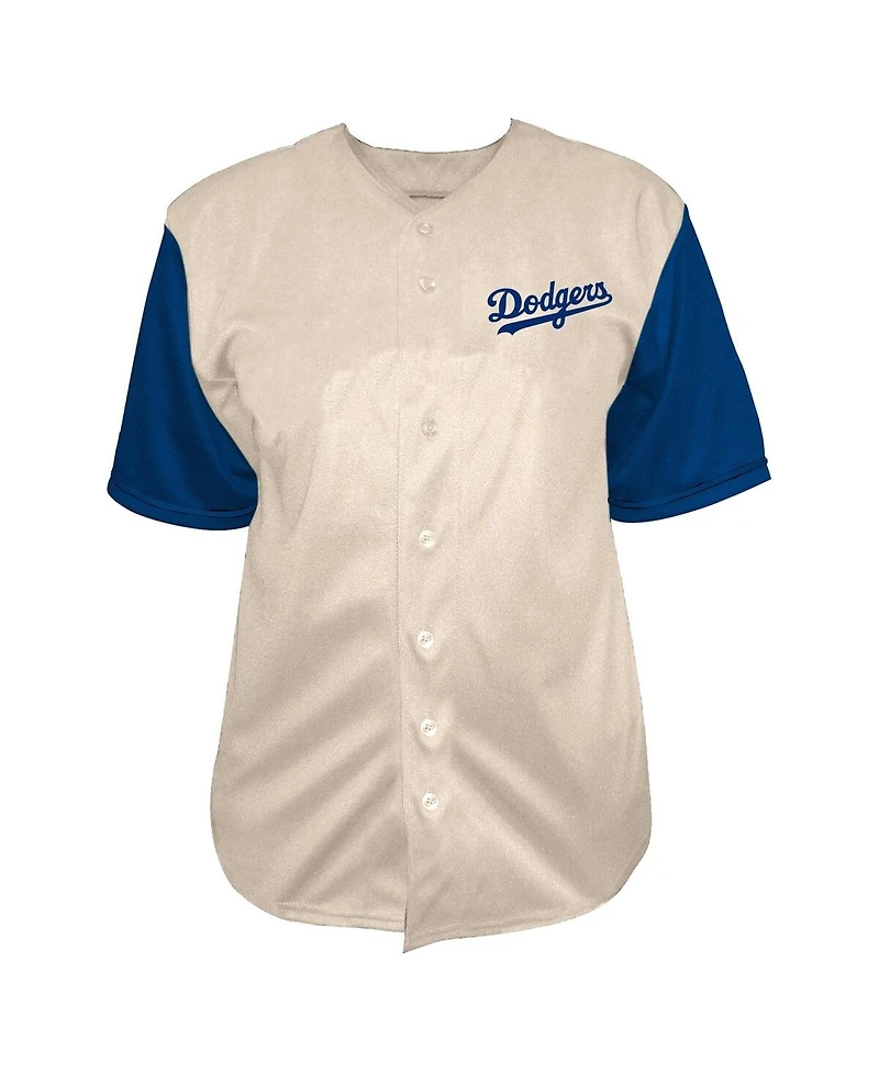 Fanatics Men's Profile Cream Los Angeles Dodgers Big & Tall Full-Button Jersey