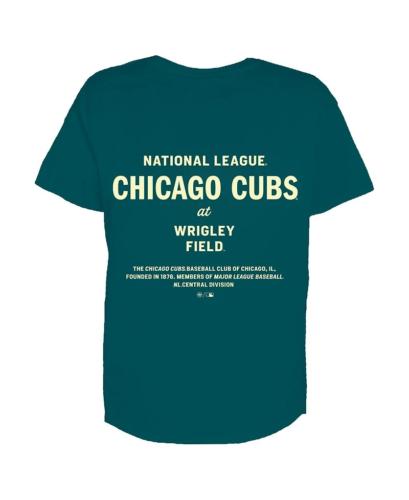 '47 Brand Women's Teal Chicago Cubs Plus Leon City Cropped T-Shirt