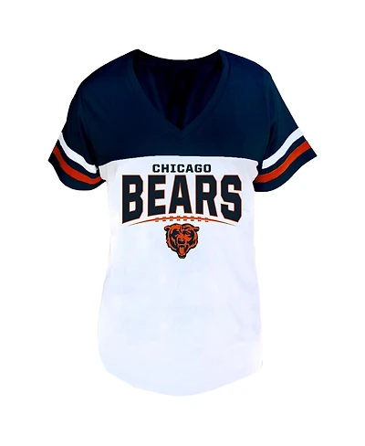 Profile Women's Navy/White Chicago Bears Plus Split Body V-Neck T-shirt