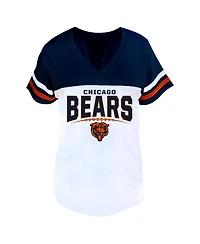 Profile Women's Navy/White Chicago Bears Plus Split Body V-Neck T-shirt
