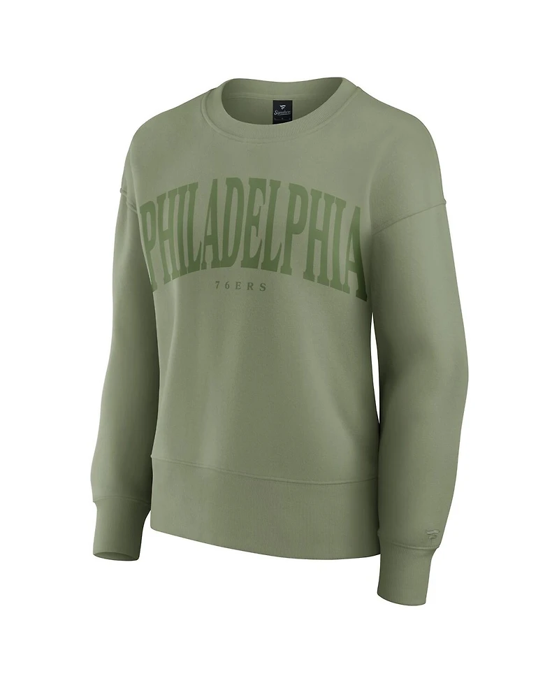 Fanatics Women's Olive Philadelphia 76ers Elements Flow Pullover Sweatshirt