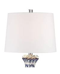 Barnes and Ivy Iris Asian Table Lamp with Square Riser 29.5 Inches Tall Jar Geneva Drum Shade for Bedroom Living Room Bedside Nightstand