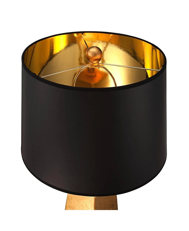 Possini Euro Design Obelisk Modern Table Lamp with Square Riser 27.5 Inches Tall Paper Drum Shade for Bedroom Living Room Bedside