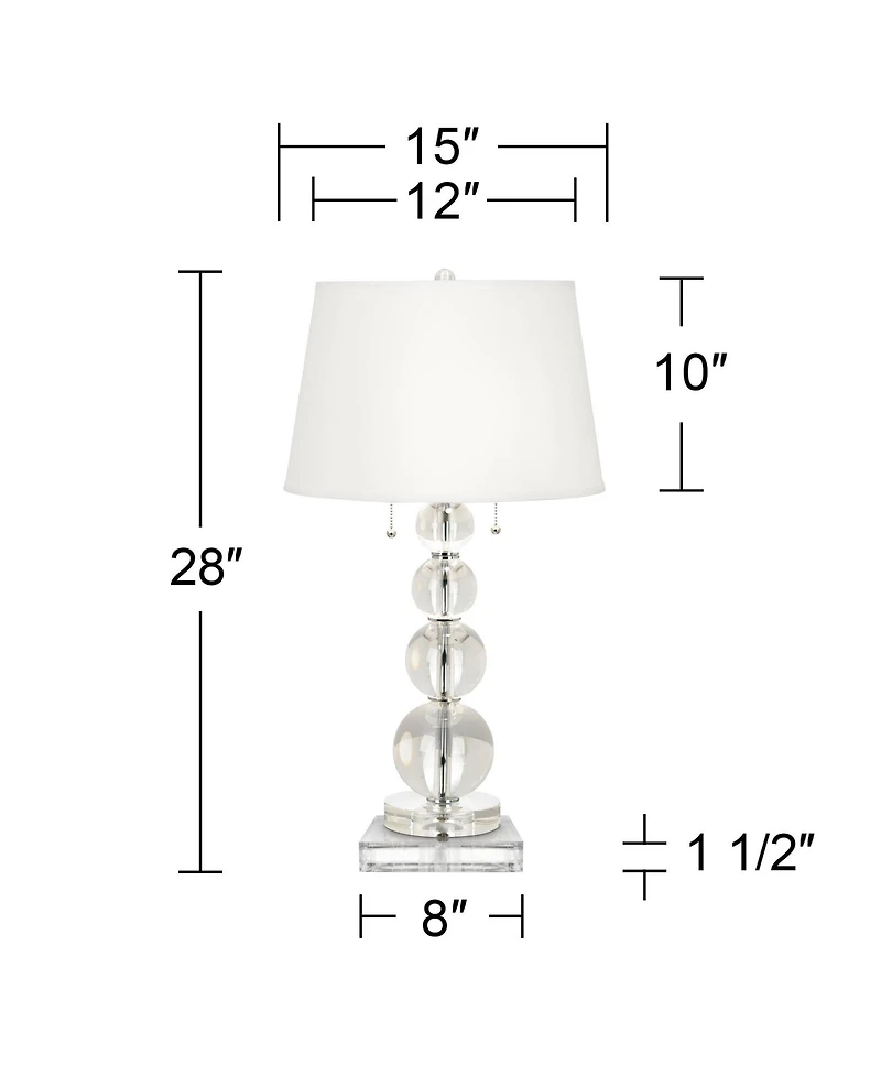 Vienna Full Spectrum Modern Table Lamp 28 Inches Tall with Square Riser Stacked Crystal Spheres Drum Shade for Bedroom Living Room House Home Bedside