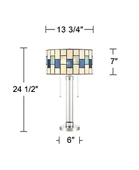 Robert Louis Tiffany Andra 24 1/2 inches High Small Modern Art Glass Table Lamp Pull Chain Silver Brushed Nickel Metal Living Room