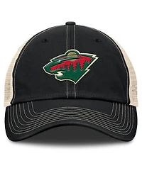 Fanatics Men's Black/Natural Minnesota Wild Rival Trucker Adjustable Hat