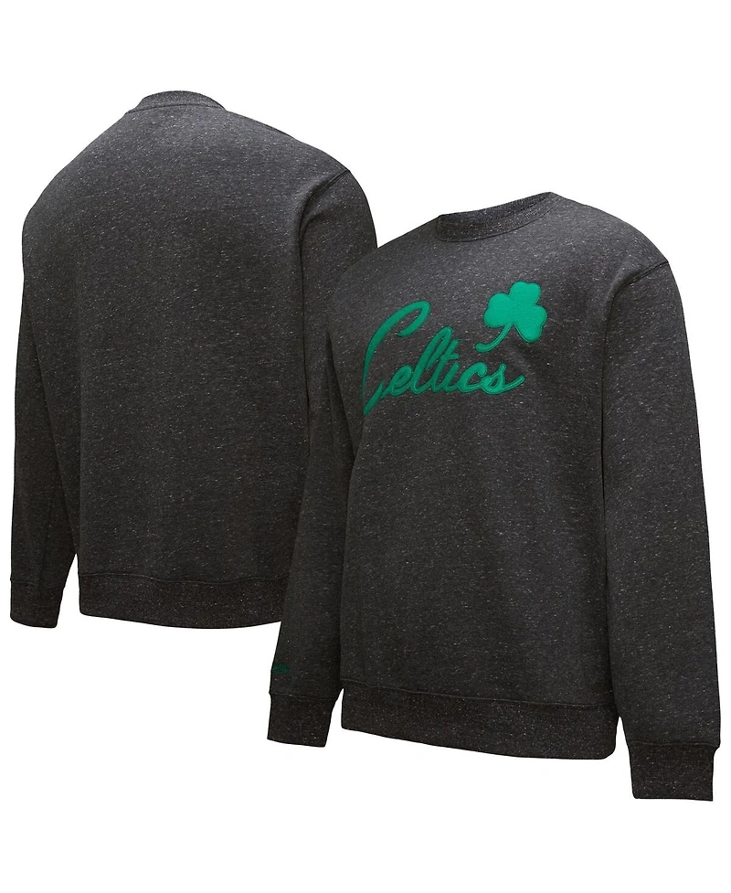 Mitchell & Ness Men's Black Boston Celtics Hardwood Classics Blackout Collection Snow Washed Pullover Sweatshirt