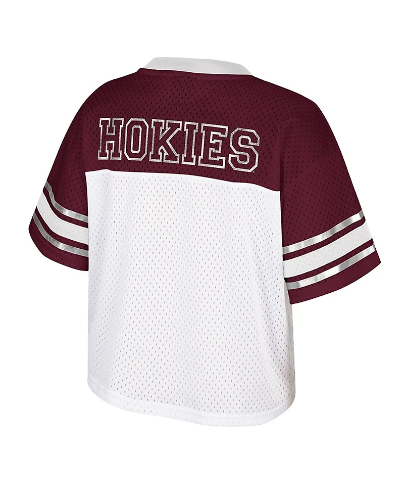 Colosseum Women's White Virginia Tech Hokies Treasure Cropped Football Jersey