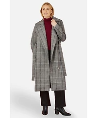 Yumi Women's Check Oversize Long Biker Coat