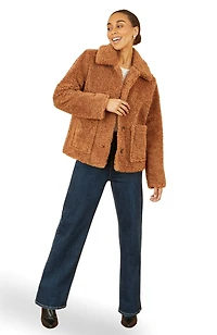 Yumi Women's Short Teddy Bear Jacket