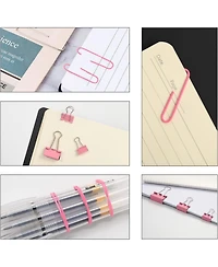 Danrong Binder Clips Paper Clips,380 Pcs Assorted Sizes Paperclips Paper Clamps Rubber Bands for Files, Papers, Home Supplies