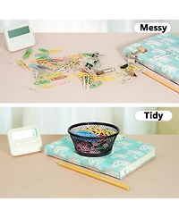 Danrong Paper Clip Holders for Desk, Mesh Metal Paperclip Dispenser Organizer, Binder Clip Container, 4 Pack
