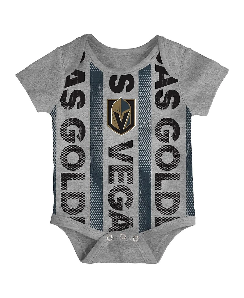 Outerstuff Baby Boys and Girls 3-Pack Vegas Golden Knights Loyal Buddies Bodysuit Set