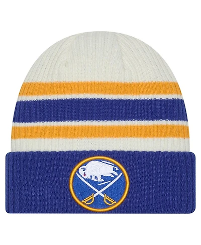 New Era Men's Cream/Royal Buffalo Sabres Vintage Cuffed Knit Hat
