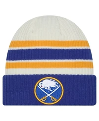 New Era Men's Cream/Royal Buffalo Sabres Vintage Cuffed Knit Hat