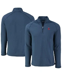 Cutter & Buck Men's Heather Navy Boston Red Sox Peshastin Eco Fleece Raglan Quarter-Zip Sweatshirt