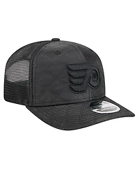 New Era Men's Black Philadelphia Flyers Quilted Nylon 9SEVENTY Adjustable Trucker Hat