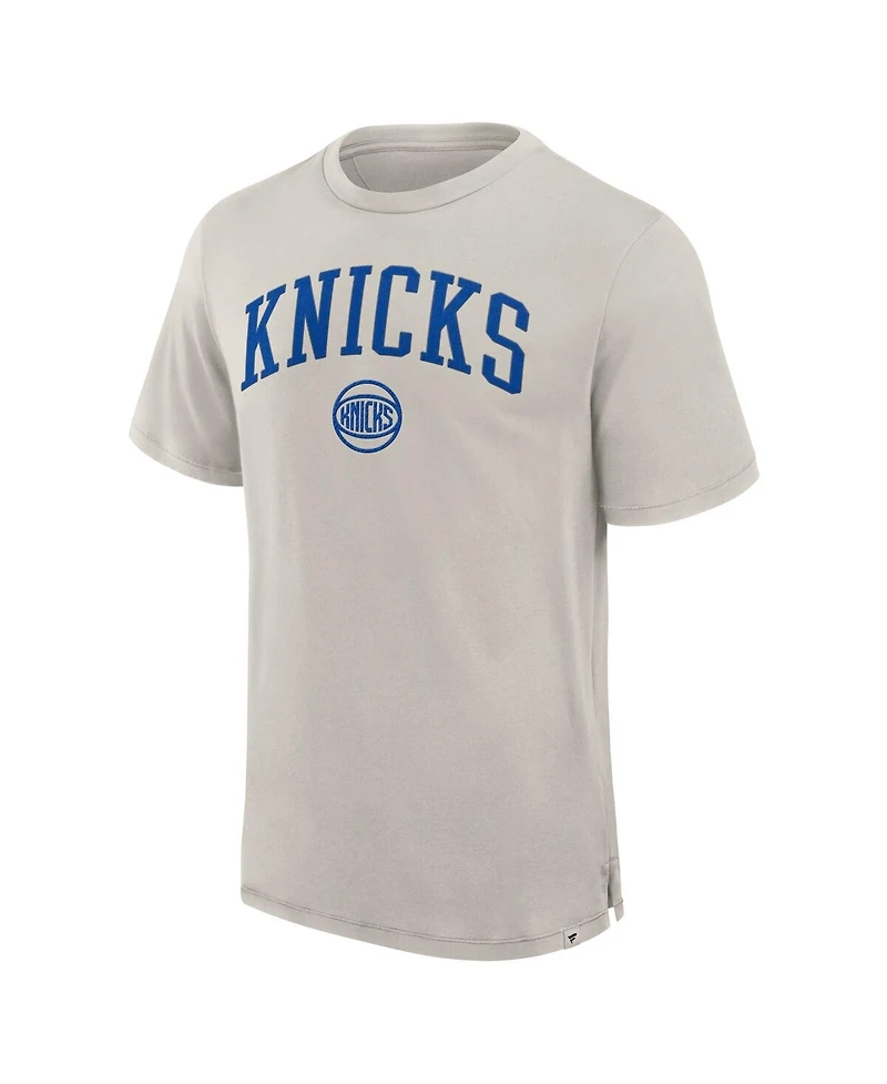 Fanatics Men's Cream New York Knicks Crossover Collection Pull Up Jumper Shot Premium T-Shirt