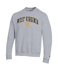 Champion Men's Heather Gray West Virginia Mountaineers Arch Over Logo Pullover Sweatshirt