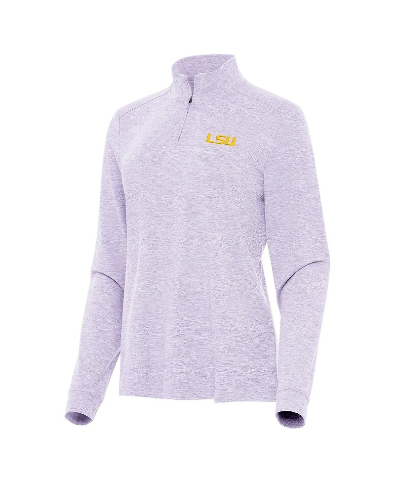 Antigua Women's Lavender Lsu Tigers Mentor Long Sleeve Quarter-Zip Mock Polo Shirt