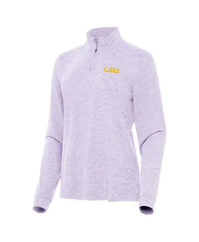 Antigua Women's Lavender Lsu Tigers Mentor Long Sleeve Quarter-Zip Mock Polo Shirt