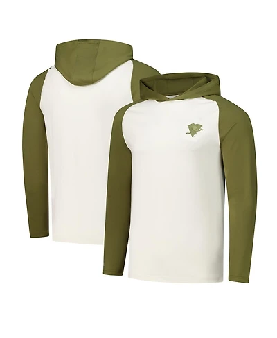 Antigua Men's Cream/Olive Pittsburgh Penguins Intrepid Sand Raglan Long Sleeve Hoodie T-Shirt