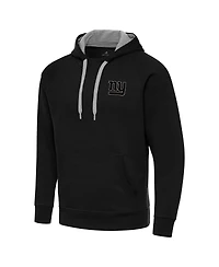 Antigua Men's Black New York Giants Brushed Carbon Victory Pullover Hoodie