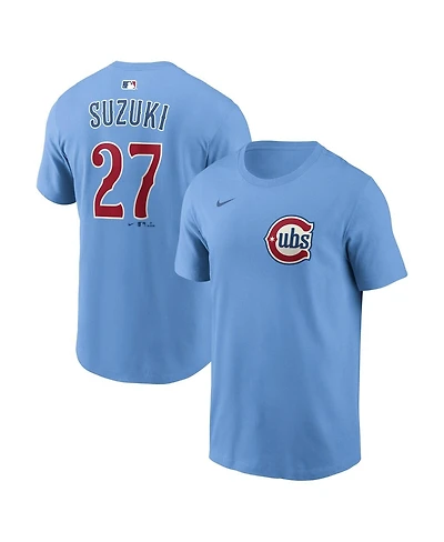 Nike Men's Seiya Suzuki Light Blue Chicago Cubs Name and Number T-Shirt