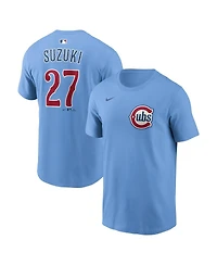 Nike Men's Seiya Suzuki Light Blue Chicago Cubs Name and Number T-Shirt