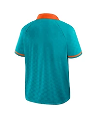 Fanatics Men's Aqua/Orange Miami Dolphins Homerun Raglan V-Neck Polo Shirt