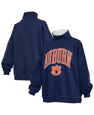 Pressbox Women's Navy Auburn Tigers Oversized Mock Neck Sweatshirt