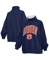 Pressbox Women's Navy Auburn Tigers Oversized Mock Neck Sweatshirt