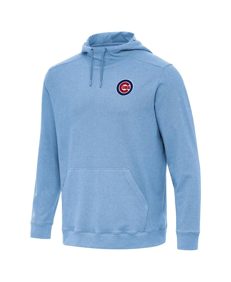 Antigua Men's Heather Powder Blue Chicago Cubs Cloud Pullover Hoodie