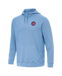 Antigua Men's Heather Powder Blue Chicago Cubs Cloud Pullover Hoodie