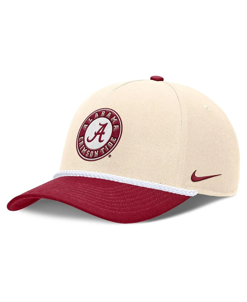 Nike Men's and Women's Natural Alabama Crimson Tide 2026 Primetime Natural 5-Panel Rope 2-Tone Rise Hat