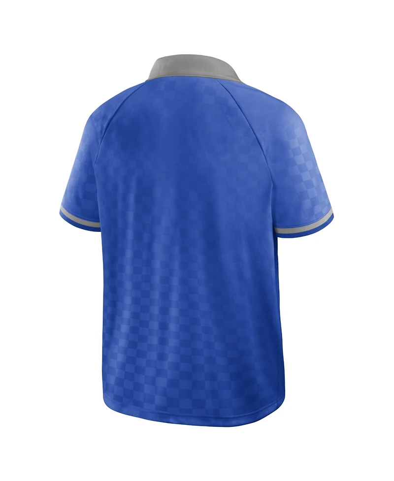 Fanatics Men's Blue/Gray Detroit Lions Homerun Raglan V-Neck Polo Shirt