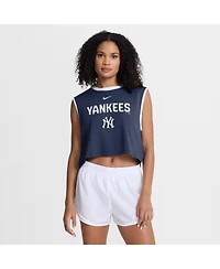 Nike Women's Navy New York Yankees Primetime Loose Dri-fit Cropped Tank Top