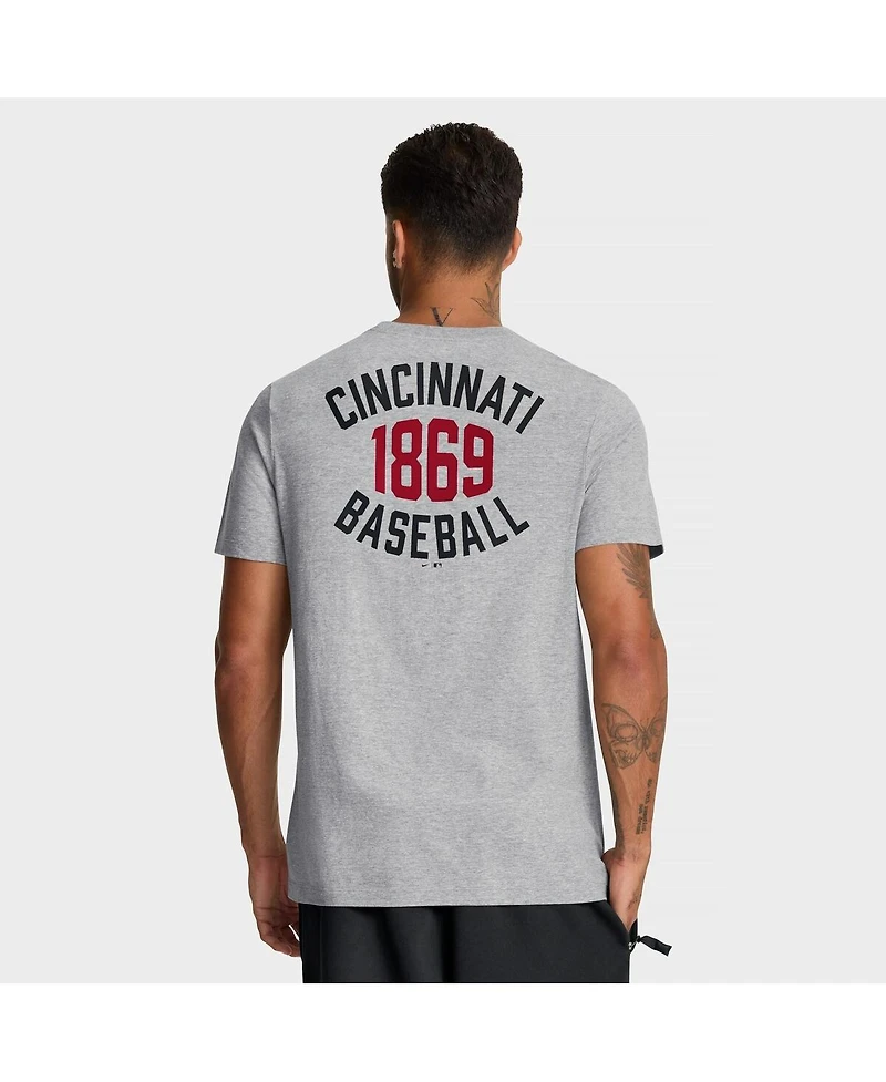 Nike Men's Heather Gray Cincinnati Reds Cooperstown 2-Hit T-Shirt