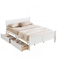 Costway Bed Frame with Storage Drawers, Wood Platform Headboard Footboard
