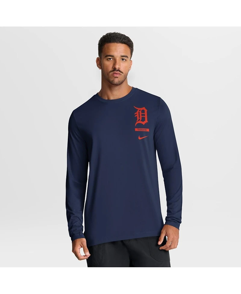 Nike Men's Navy Detroit Tigers 2-Hit Legend Dri-fit Long Sleeve T-Shirt
