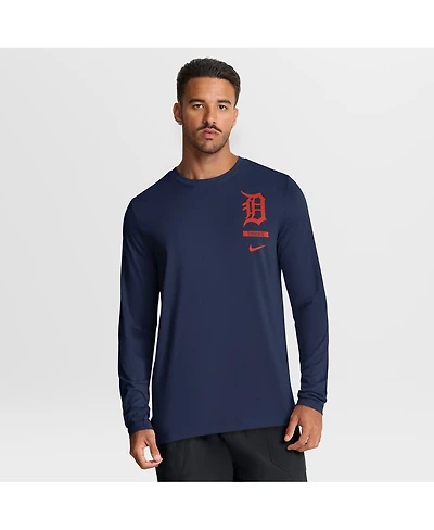Nike Men's Navy Detroit Tigers 2-Hit Legend Dri-fit Long Sleeve T-Shirt