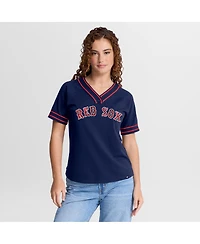 Fanatics Women's Navy Boston Red Sox Diva Race Ahead Raglan V-Neck T-Shirt