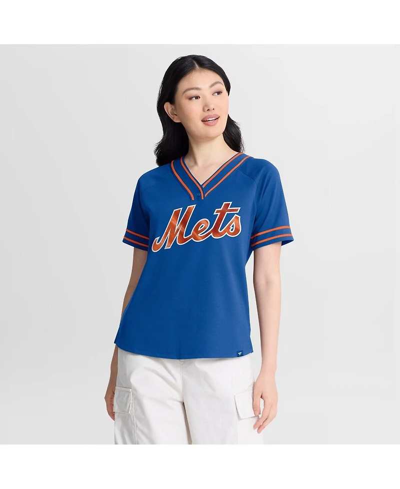 Fanatics Women's Royal New York Mets Diva Race Ahead Raglan V-Neck T-Shirt