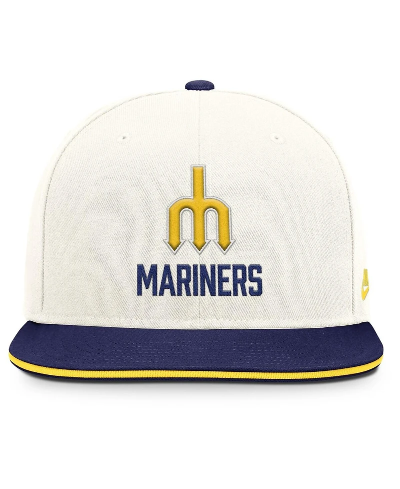 Nike Men's Cream/Navy Seattle Mariners Cooperstown Pro Dri-fit Snapback Hat