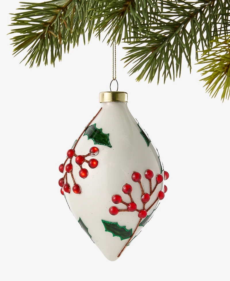 Holiday Lane Christmas Cheer Glass Drop Ornament, Macy's Exclusive